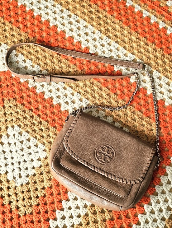 Tory Burch Handbags - Tory Burch Marion Tan Whipstitch Leather Crossbody Bag Shoulder Bag Purse